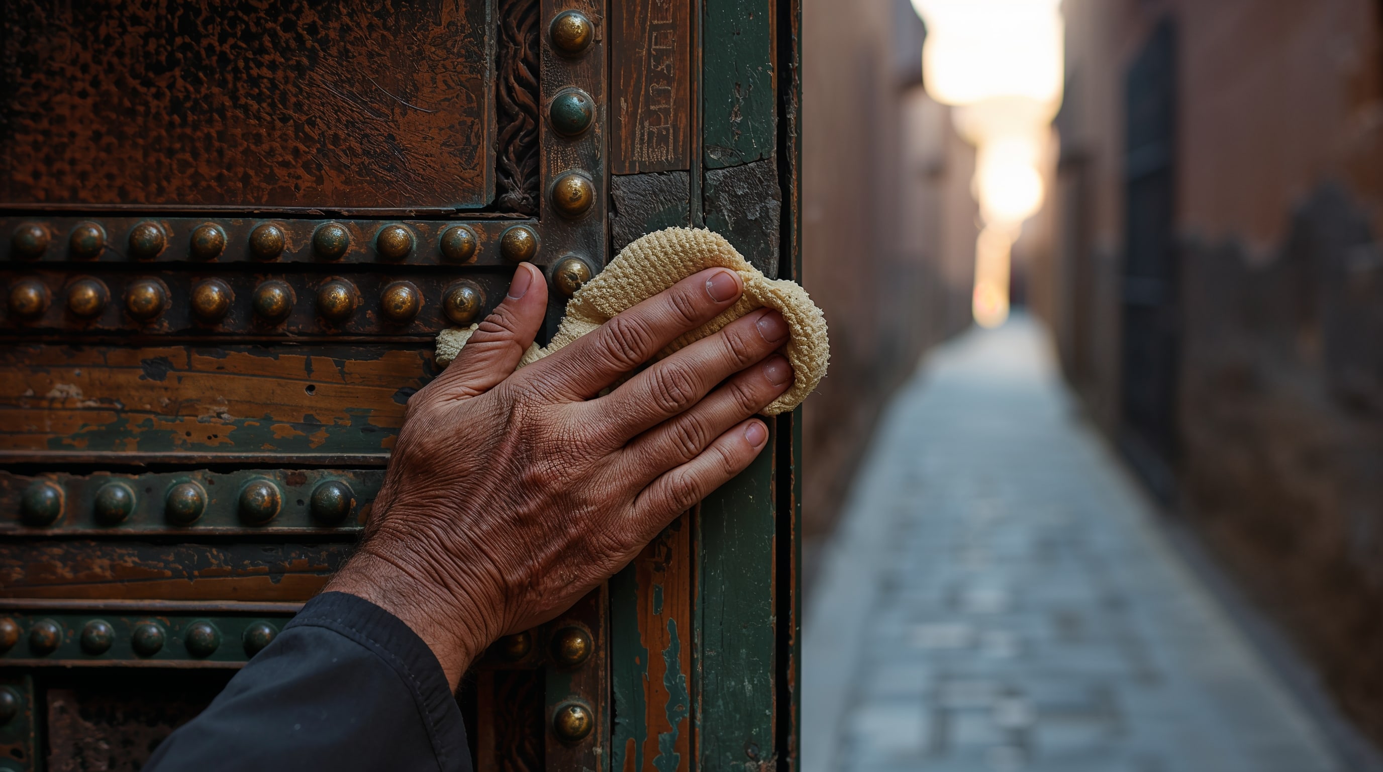 Detalle de puerta de bronce en Fez